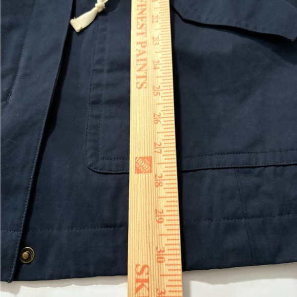 LOFT Navy Anorak Utility Jacket with Hood, Drawstring Waist, Pockets, Zip Pocket - Picture 8 of 14